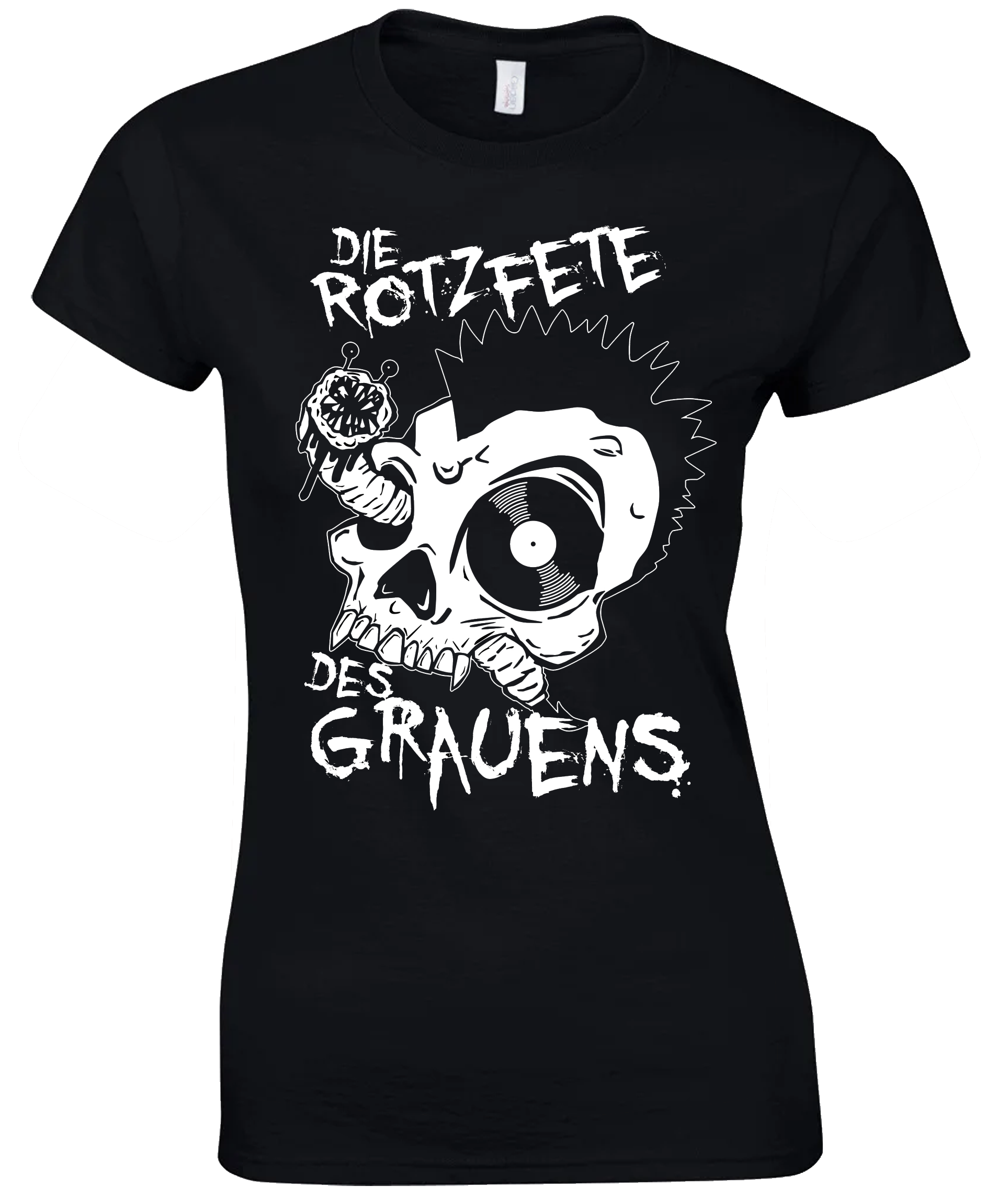 "Rotzfete" T-Shirt - Girlie, Farbe: schwarz/weiß